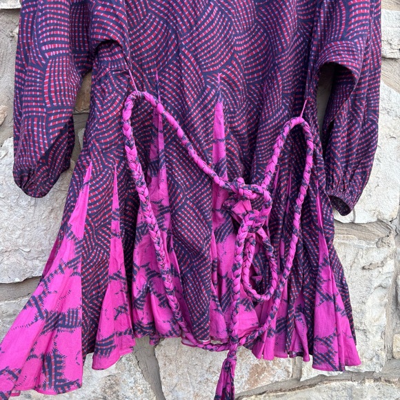 Rhode Womens Ella Printed Dress Short size small Geo Red Purple Long sleeve - Picture 3 of 8
